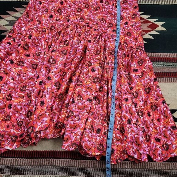 NWT Kika Vargas Maya Pink Floral Midi Dress Sz M Dramatic Puff Sleeves Ruffled‎ - Picture 12 of 12